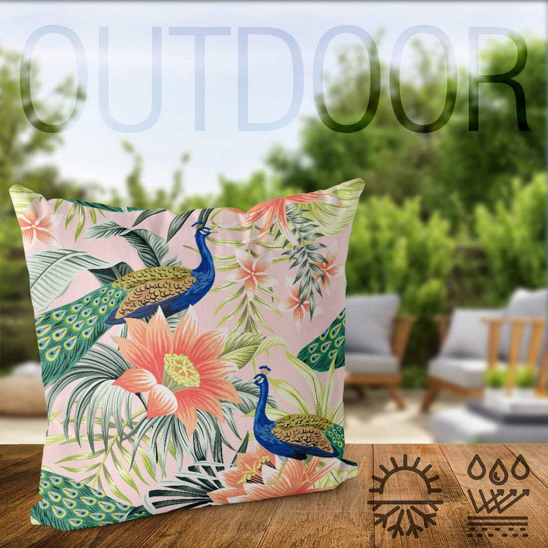 VOID Tropenvogel Pfau Hibiskus Kissenbezug Kissenhülle Sofakissen Kissen Deko Outdoor-Kissen Dekokis
