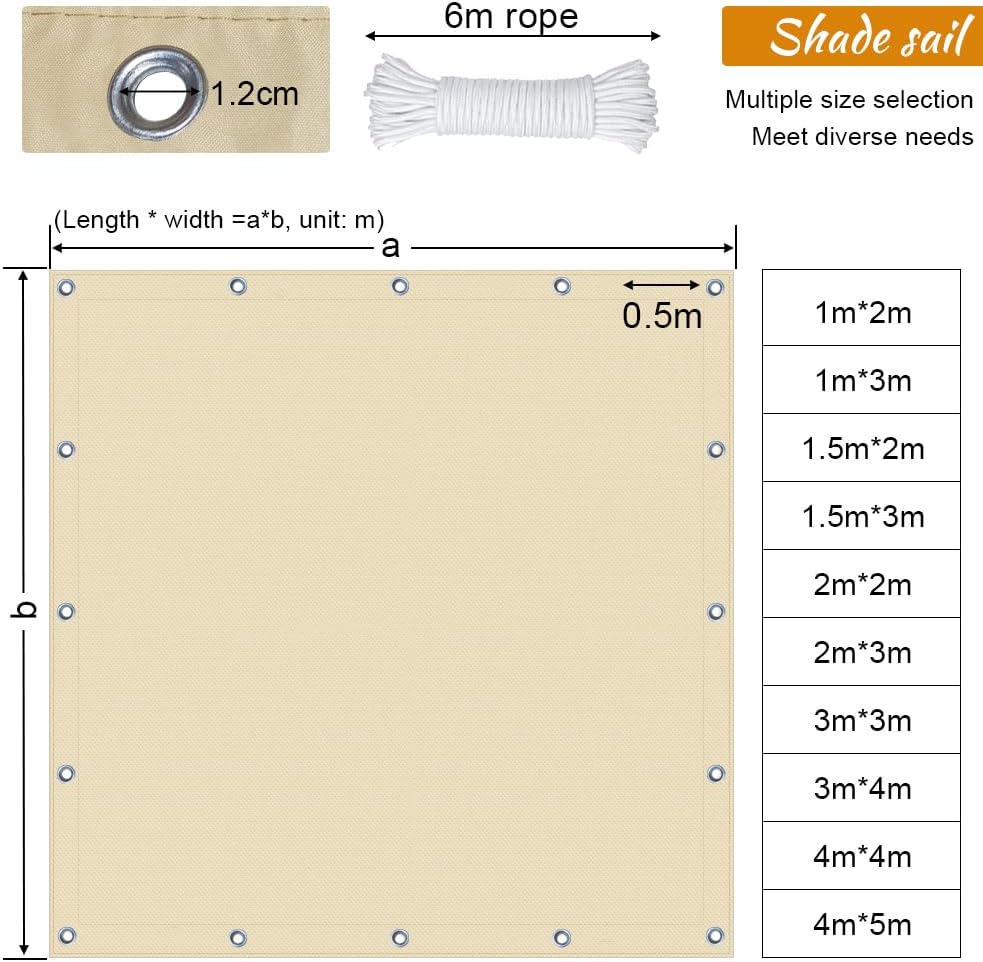 Sonnensegel 2 x 2m Sonnensegel Wasserdicht Rechteckig, Sonnenschutz Terrasse, Uv Schutz Hitzeschutz