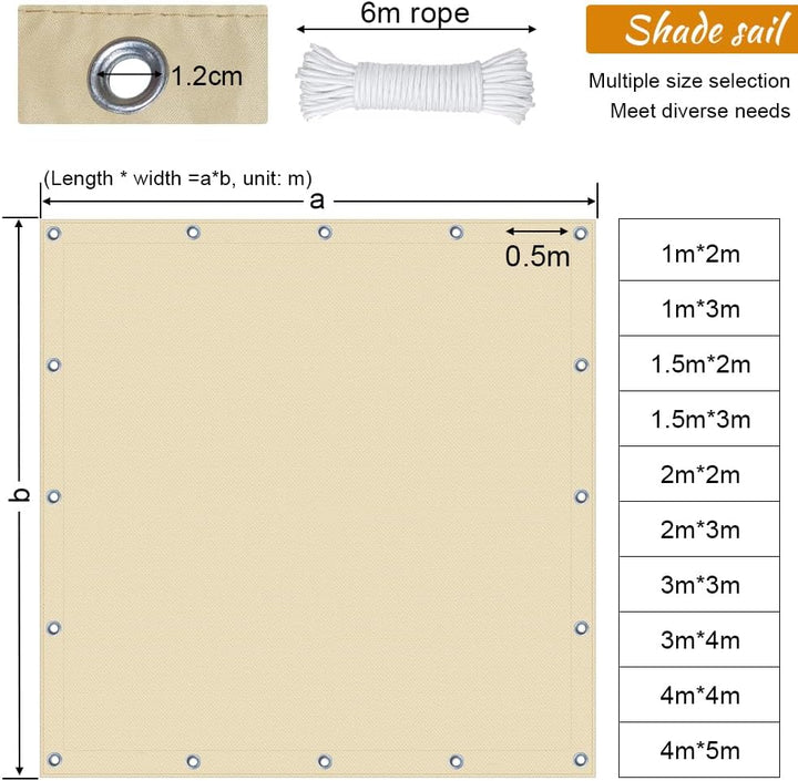 Sonnensegel Wasserdicht Rechteckig, Sonnenschutz Balkon Terrasse, Markisenstoff Uv Schutz Hitzeschut