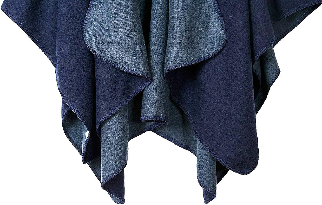Shmily Girl - Damen Poncho Habe Gestrickt Überdimensionalen Decke Kap-Schal Navy Blue 2, Navy Blue 2
