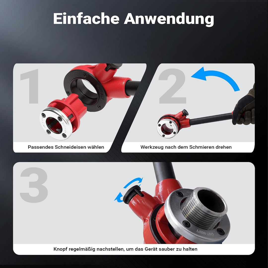 Schneidkluppensatz Gewindeschneider Rohrschneider Kluppen Schneideisen 9-teilig