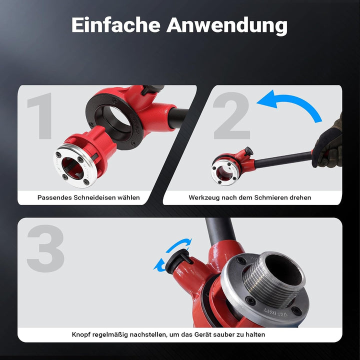 Schneidkluppensatz Gewindeschneider Rohrschneider Kluppen Schneideisen 9-teilig