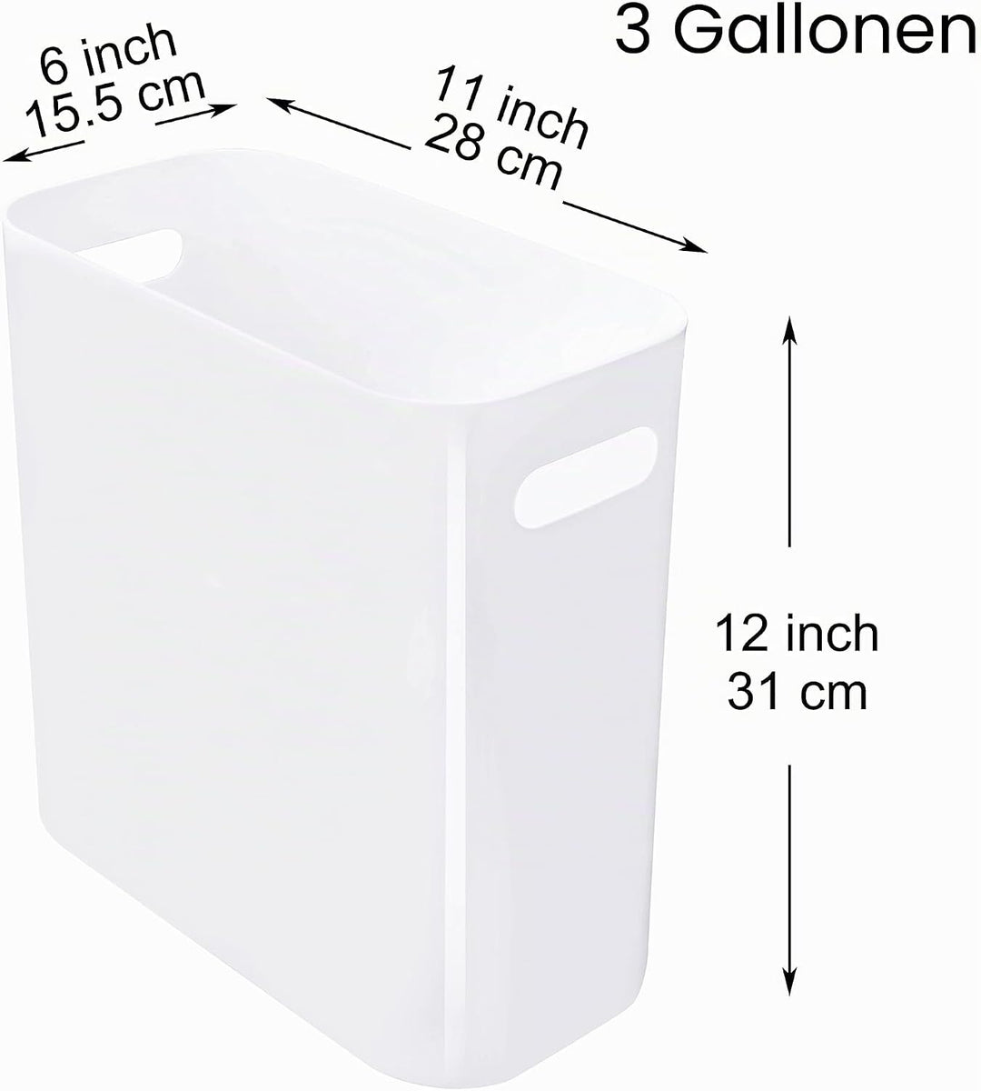 Youngever 2er Pack Schmaler Mülleimer, 10L Kunststoff Müllbehälter, Mülleimer mit Griffen für Heimbü