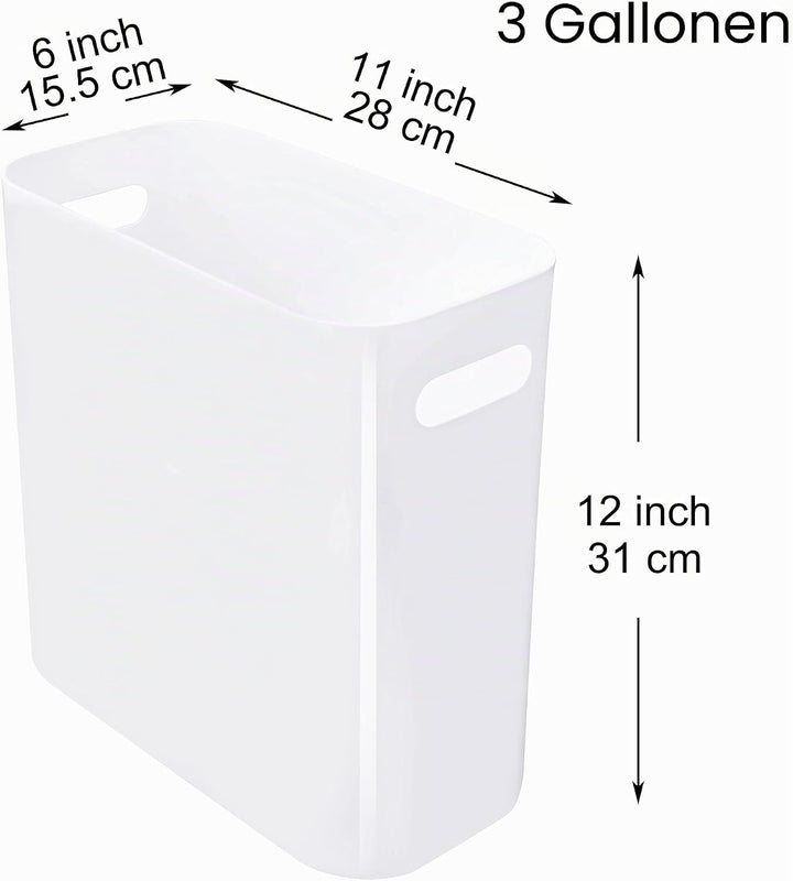 Youngever 2er Pack Schmaler Mülleimer, 10L Kunststoff Müllbehälter, Mülleimer mit Griffen für Heimbü