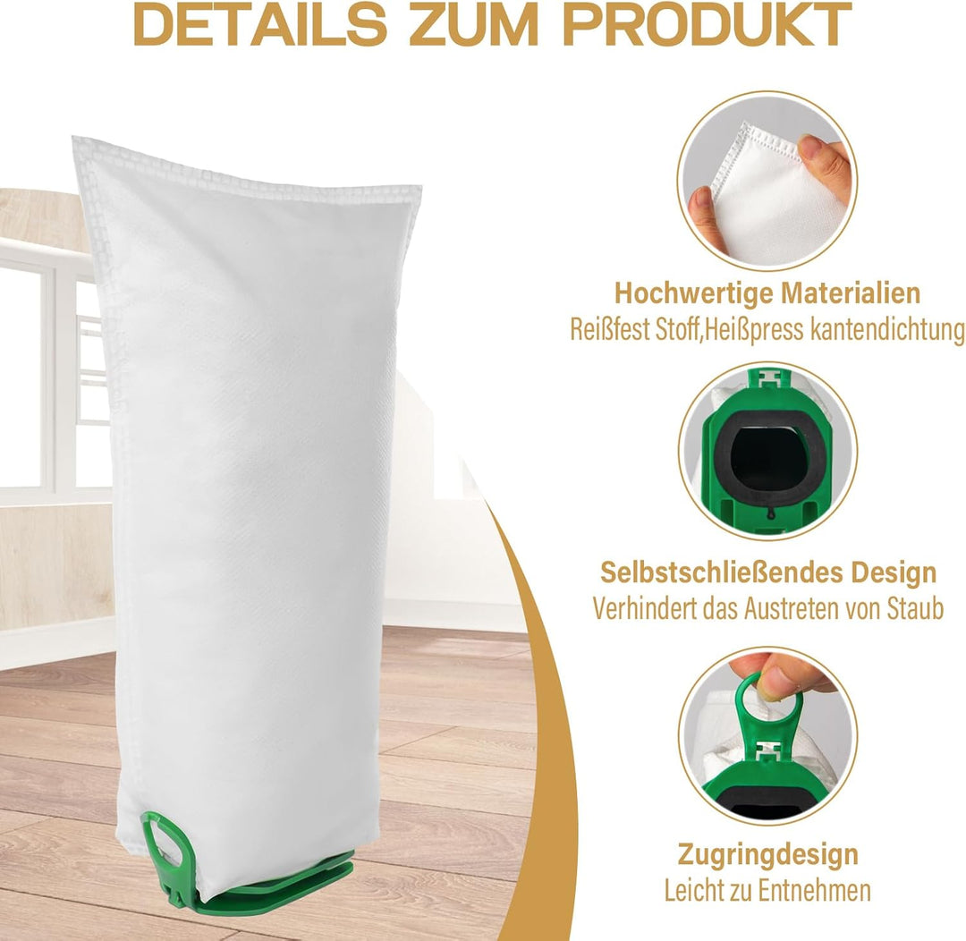 12 Stück Staubsaugerbeutel für Vorwerk Kobold VB100 VB 100 FP100 FP 100 Akku Staubsauger mit 6 Duftb