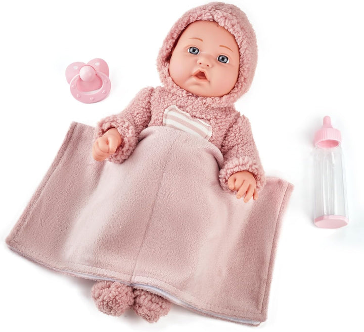 30 cm Babypuppe Spielset mit Zubehör und Kleidung in Geschenkbox, Ideal für Mädchen Kleinkinder ab 3