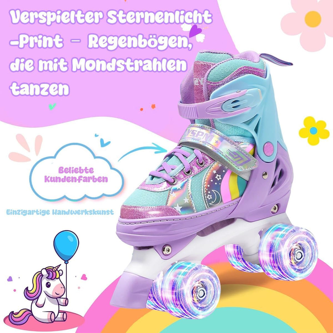 OLYSPM Rollschuhe Kinder Rollschuhe Verstellbar Rollschuhe Damen,LED Rollschuhe und 4 Grössen verste