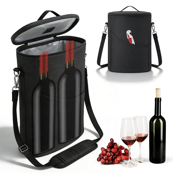 2 Flaschen Weintasche Isoliert Auslaufsicher, 8.5 * 4.5 * 13.5inch Tragbare Weintasche, Wine Tote Ba
