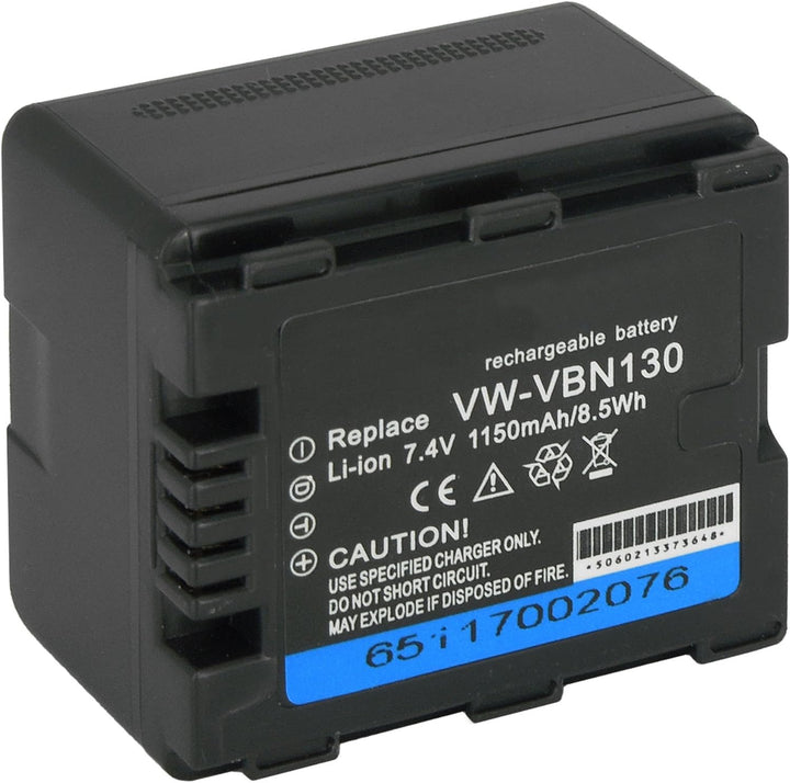 Bundle: 2 Akkus + Ladegerät kompatibel mit Panasonic VW-VBN130