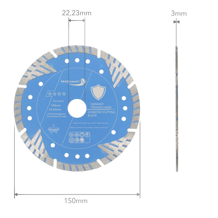 PRODIAMANT Diamant-Trennscheibe Pro Protect 180 mm x 22,2 mm mit Schutzsegmenten für Mauerwerk Beton
