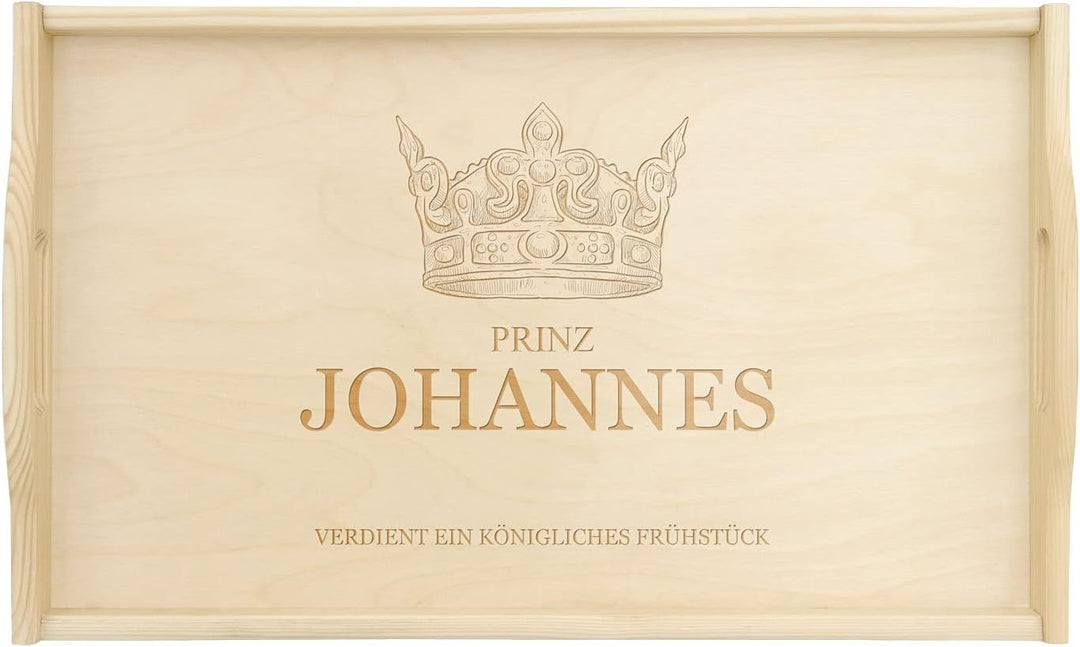 Maverton Serviertablett mit Gravur - personalisiert - Tabletttisch mit Griffen - klappbare Beine - e