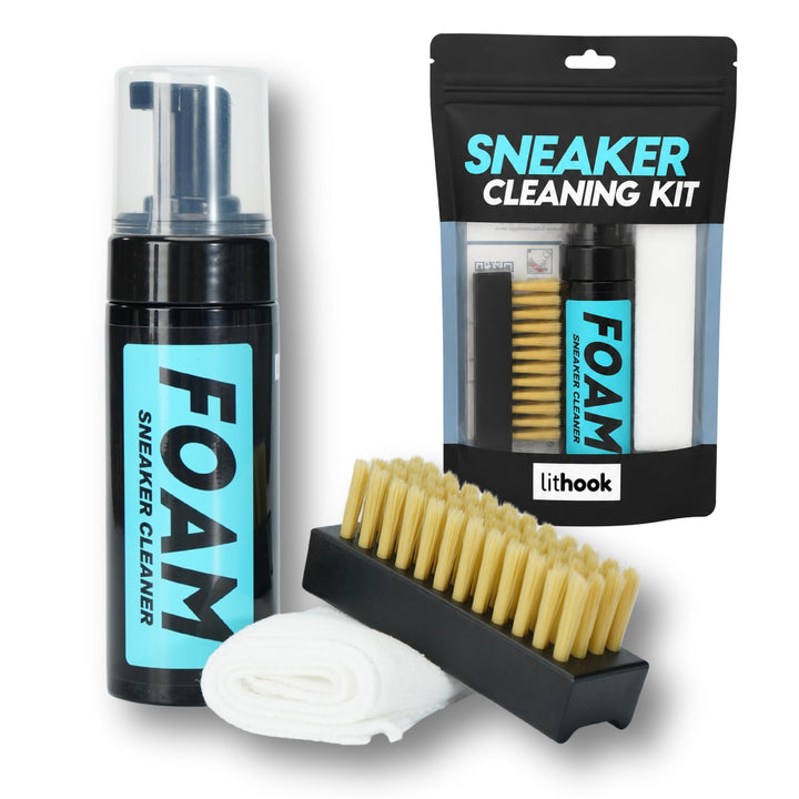 Sneaker Reiniger Set mit Bürste, Schaumreiniger (150 ml) und Mikrofasertuch, für Leder, Canvas und a