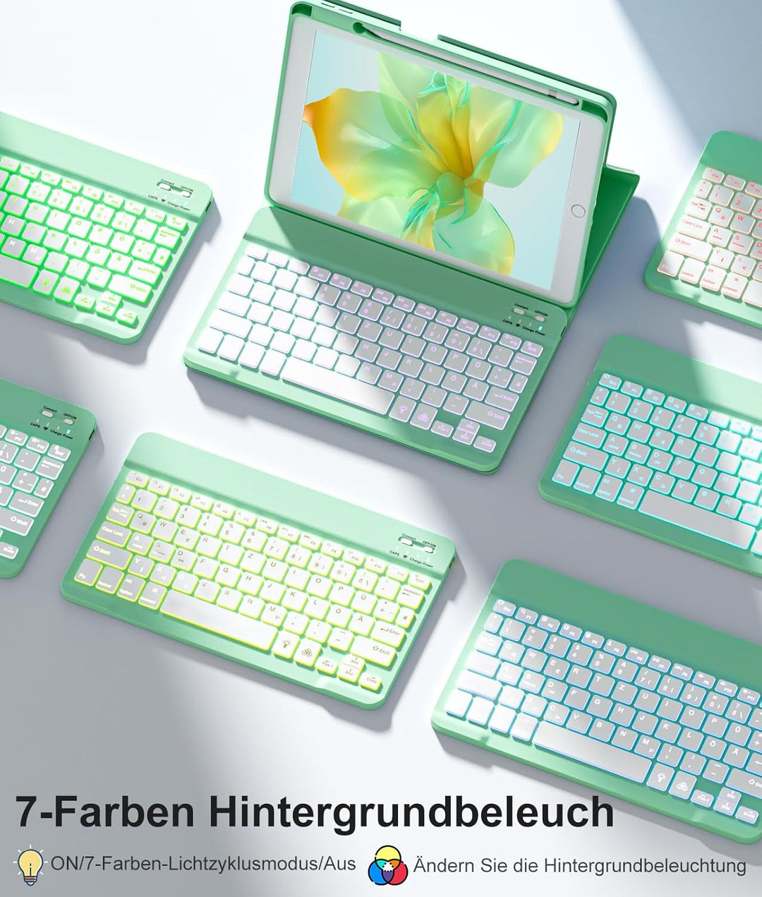 Vobafe Hülle mit Tastatur Kompatibel für iPad 9./ 8. /7. Generation 10.2 Zoll mit Stifthalter, Magne