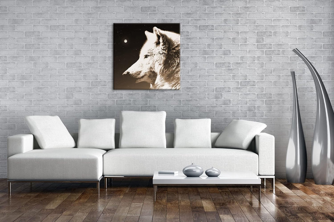 deyoli einsamer stolzer Wolf Format: 70x70 Effekt: Sepia als Leinwandbild, Motiv fertig gerahmt auf