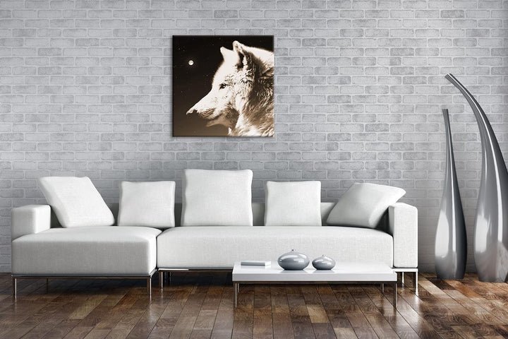 deyoli einsamer stolzer Wolf Format: 70x70 Effekt: Sepia als Leinwandbild, Motiv fertig gerahmt auf