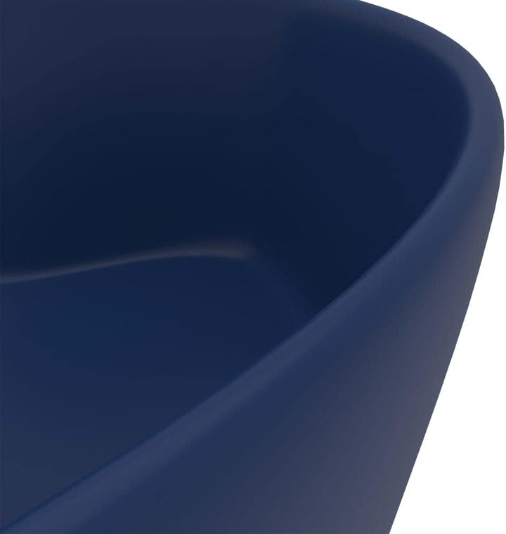Luxus-Waschbecken mit üBerlauf Matt Dunkelblau 36x13 CM Keramik Waschbecken Waschtisch Aufsatzwaschb