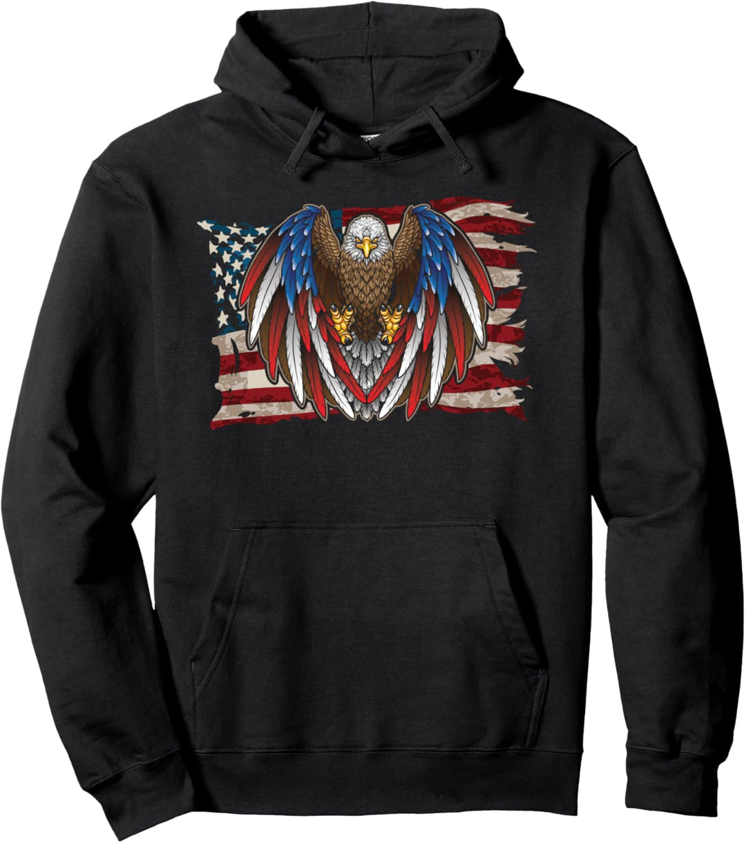 Amerikanische Flagge Patriotischer Adler Vintage USA Pullover Hoodie
