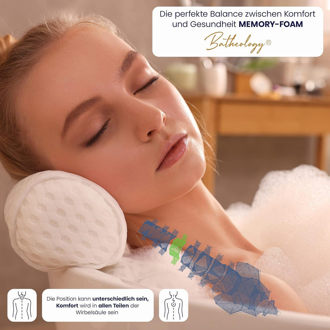 Badewannenkissen, Ergonomisch Badekissen für Badewanne mit [Visco-Memory-Foam]-Füllung, Kissen für E