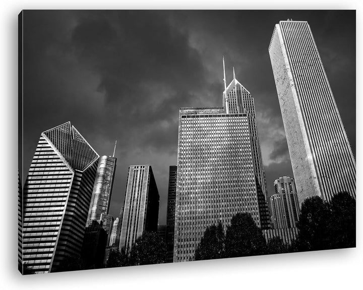 deyoli Chicago Innenstadt mit gigantischen Gebäuden Effekt: Schwarz/Weiss im Format: 60x40 als Leinw