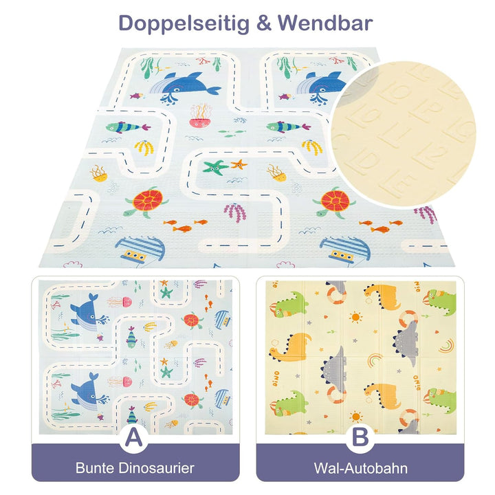 Faltbare Baby-Spielmatte – Extra grosse, wasserdichte Krabbelmatte aus weichem Schaumstoff, rutschfe