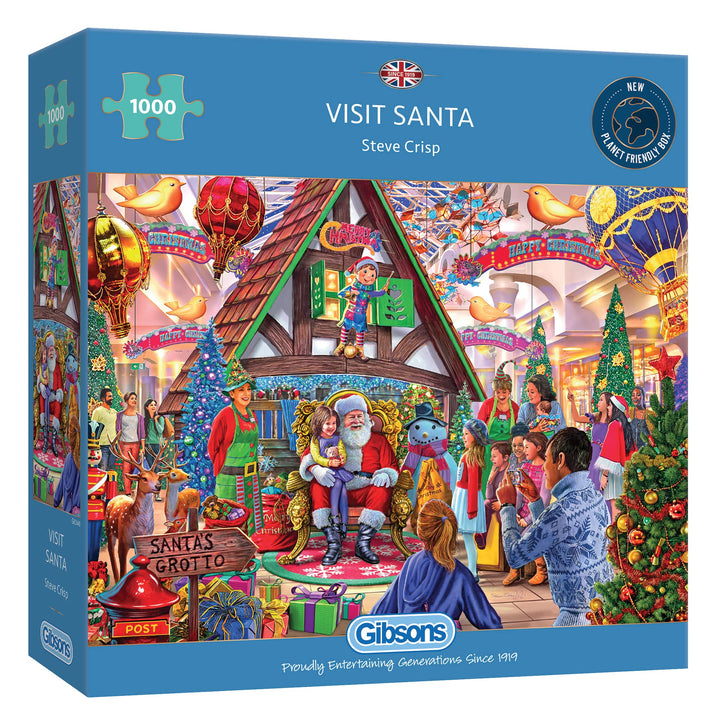 Visit Santa Illustriert von Steve Crisp – Gibsons Puzzle – 1000 Teile Puzzle für Jugendliche und Erw