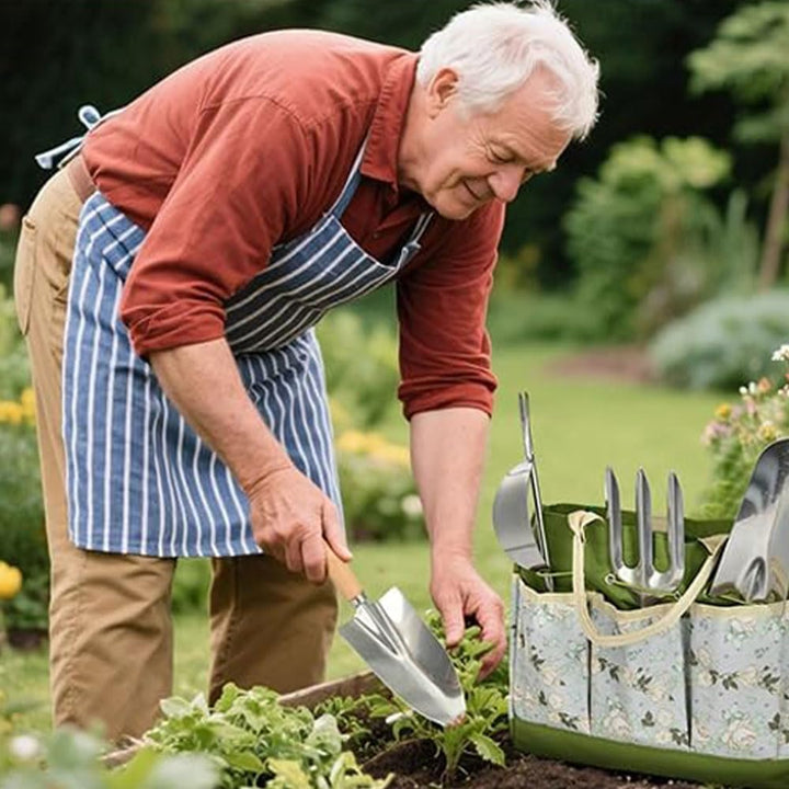 Gartenwerkzeug Set, 9 Stück Garten Hand Werkzeuge mit Aufbewahrungstasche, Stabil Rost-Sicht Garteng