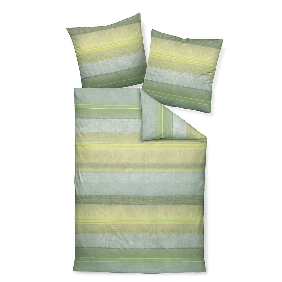 Janine Design Feinbiber Bettwäsche Davos 65106 Limone mineralgrün blau 1 Bettbezug 200 x 200 cm + 2