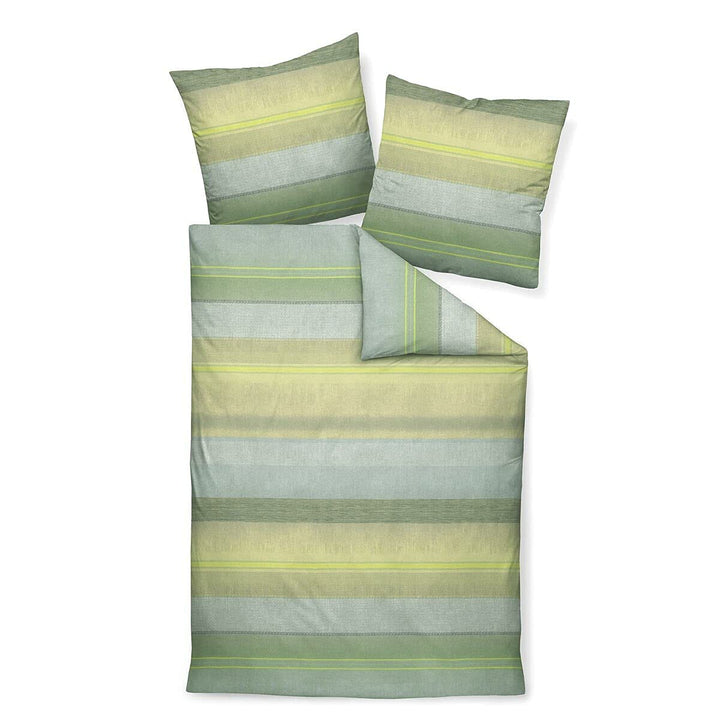 Janine Design Feinbiber Bettwäsche Davos 65106 Limone mineralgrün blau 1 Bettbezug 200 x 200 cm + 2
