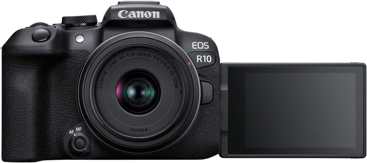 Canon EOS R10 Systemkamera + RF-S 18-45mm F4.5-6.3 is STM Zoomobjektiv & RF 50mm F1.8 STM Objektiv |