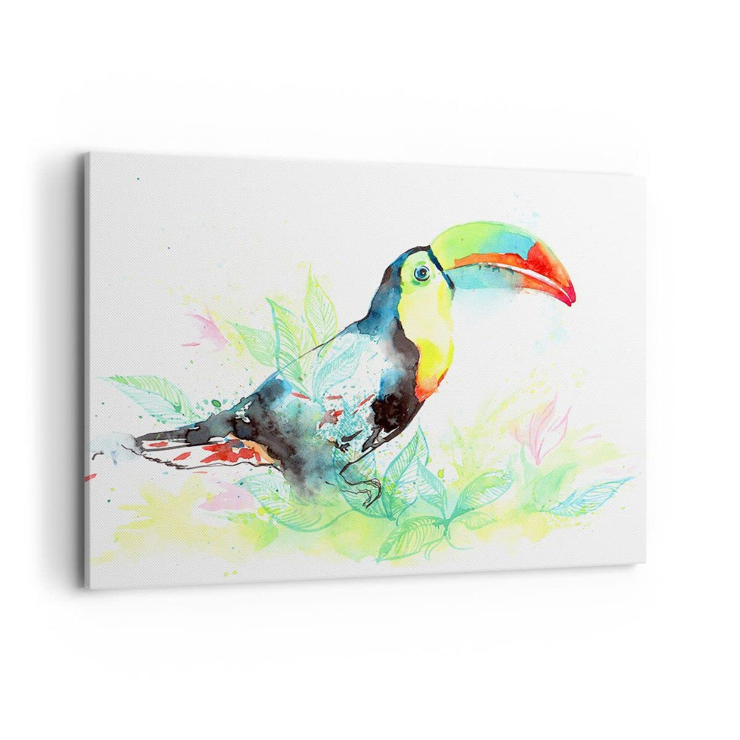 Bilder auf Leinwand 100x70cm Leinwandbild Vogel Toucan Neugier wild Gross Wanddeko Bild Schlafzimmer
