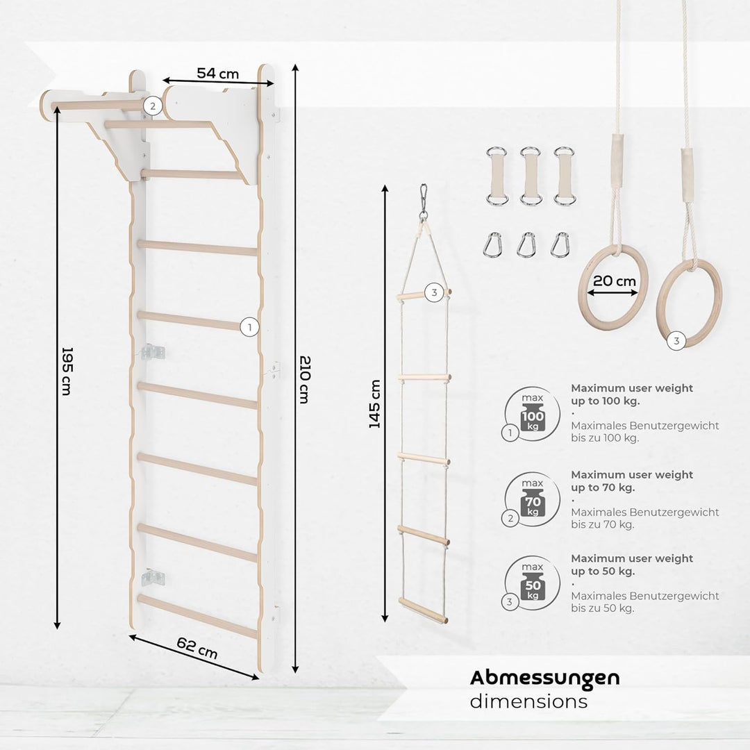 MAMOI® Kletterbogen mit rutsche, Kletterdreieck, Baby Klettern, Klettergerüst aus Holz, Holzbogen fü
