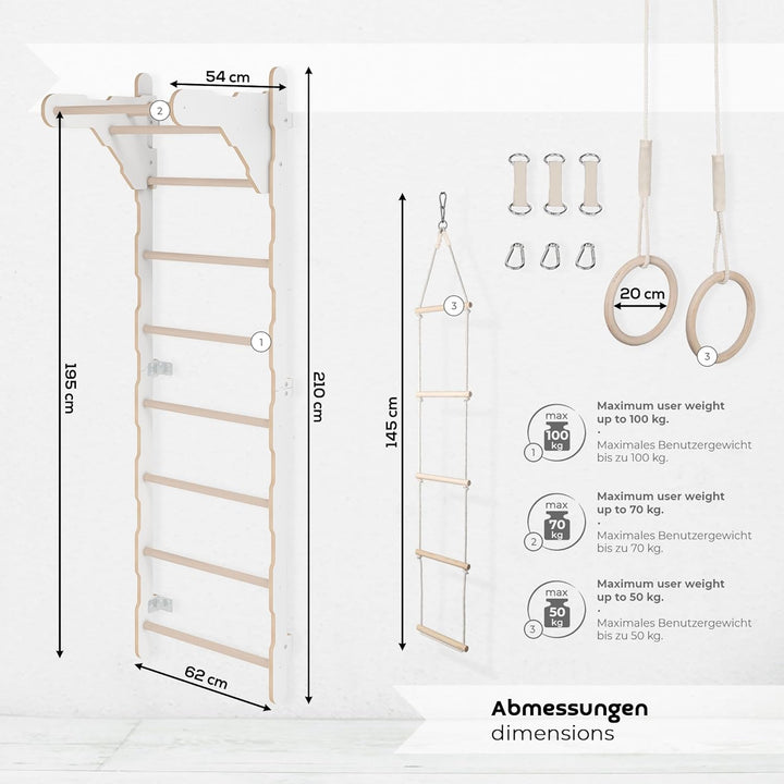 MAMOI® Kletterbogen mit rutsche, Kletterdreieck, Baby Klettern, Klettergerüst aus Holz, Holzbogen fü