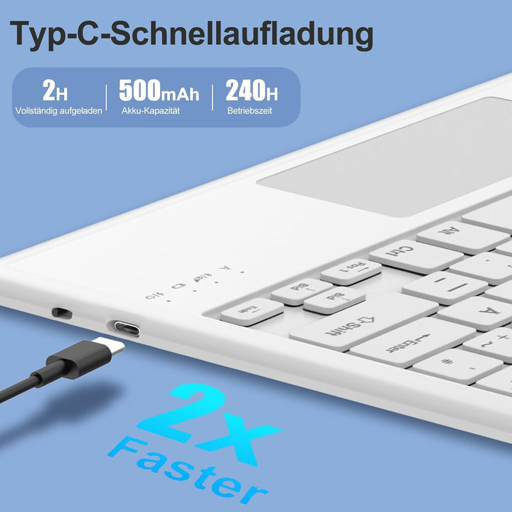Tastatur für iPad Air 13 M4/M3/M2 (2026-2024) &amp; iPad 12.9 Touchpad, Blau | Hülle Tastatur für iPad A