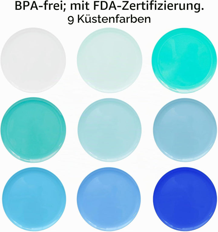 Youngever 9 Stück 25CM Grosse Kunststoff Teller, Mehrweg Plastik Teller Set, Party Geschirr, Mikrowe