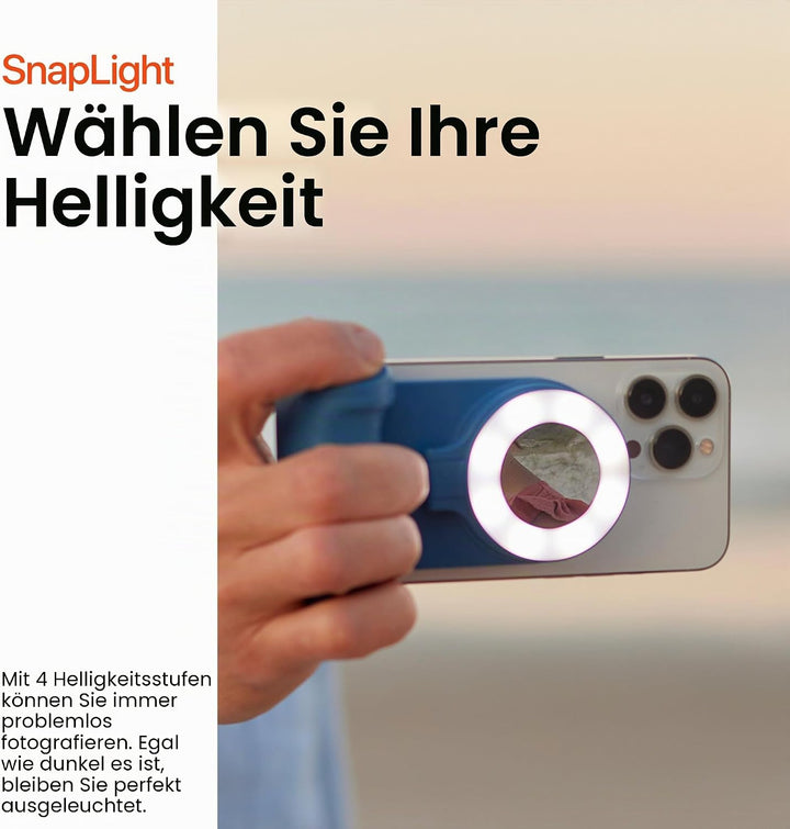 ShiftCam SnapLight – LED-Selfie-Ringlicht mit vier Helligkeitseinstellungen und eingebautem Akku – m