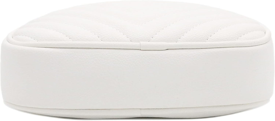 FashionPuzzle Chevron gesteppte Crossbody-Kameratasche mit Kettenriemen und Quaste Weiss/Opulenter G