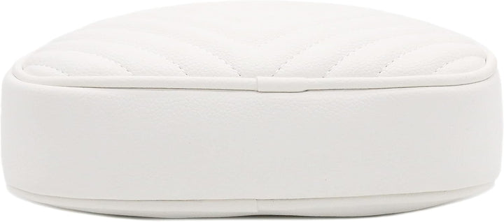 FashionPuzzle Chevron gesteppte Crossbody-Kameratasche mit Kettenriemen und Quaste Weiss/Opulenter G