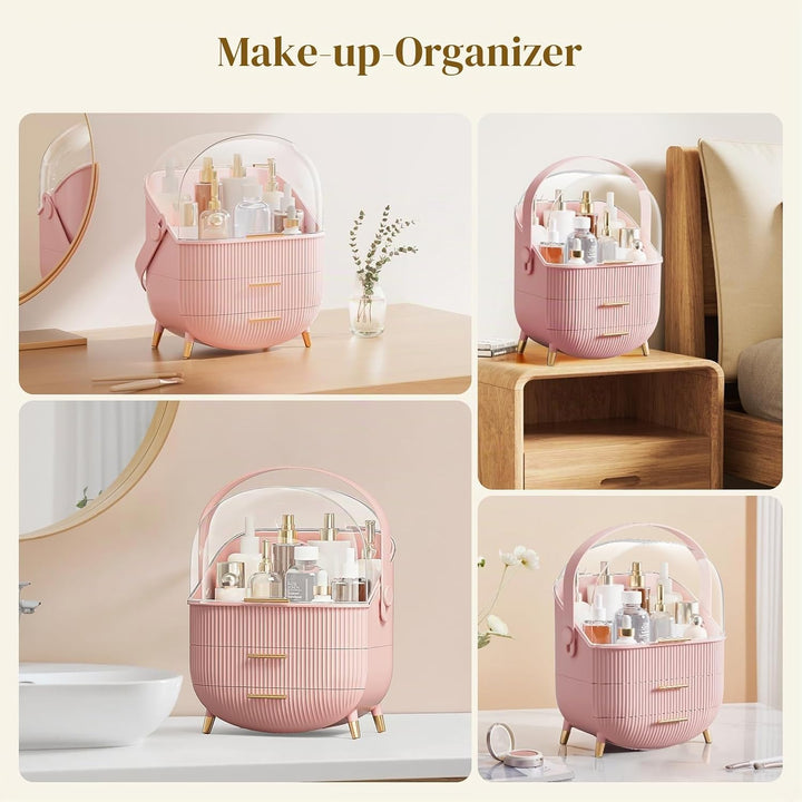 Make-up-Organizer-Aufbewahrungsbox, Kosmetik-Display-Etui mit transparentem Deckel, staubdichte wass