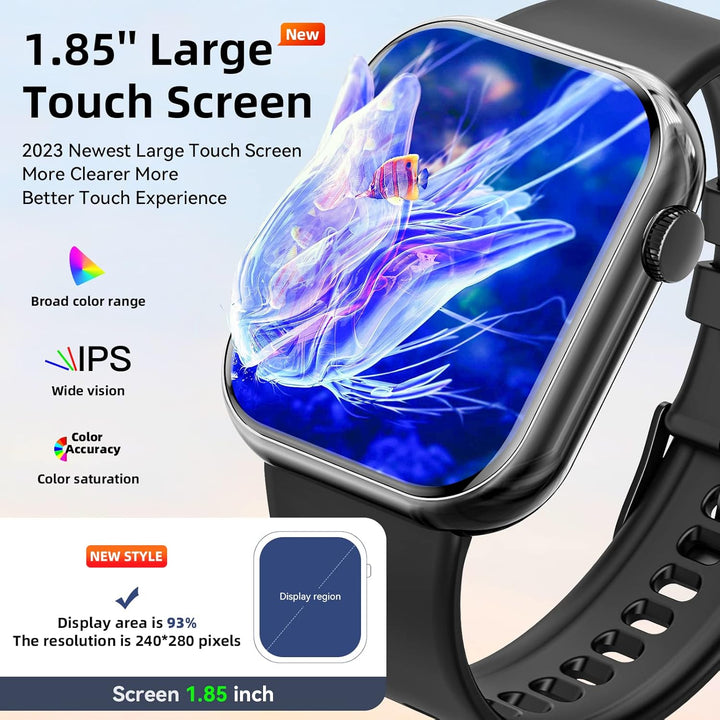 Hwagol Smartwatch Damen Herren, 1.85" Zoll Touchscreen Smart Watch mit Bluetooth Anrufe, Uhr Damen H