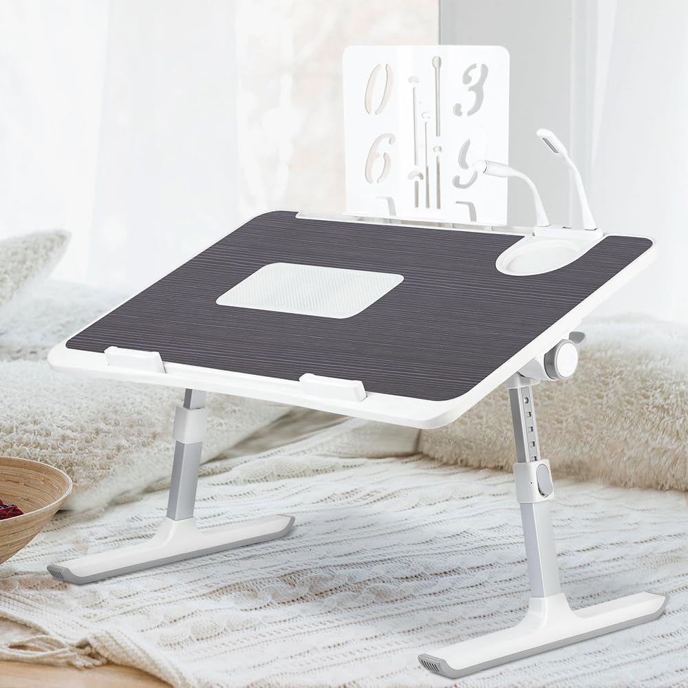OHMG Betttisch, Laptop-Ständer, faltbar, höhenverstellbar, grosser Betttisch zum Arbeiten, Lesen und