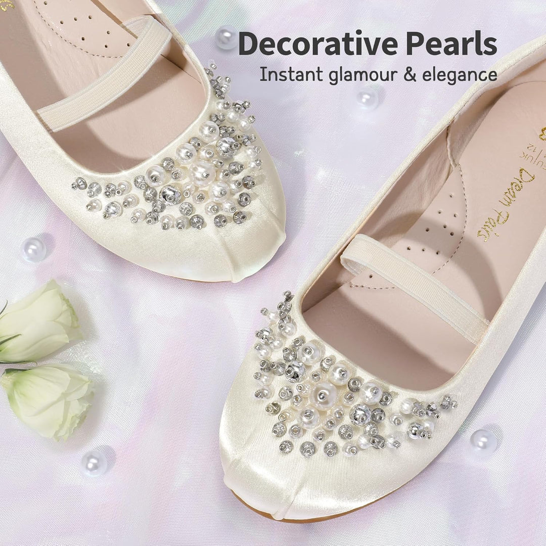 DREAM PAIRS Mädchen Mary Jane Ballerinas Prinzessinnenschuhe für Kinderpartys, Elfenbein