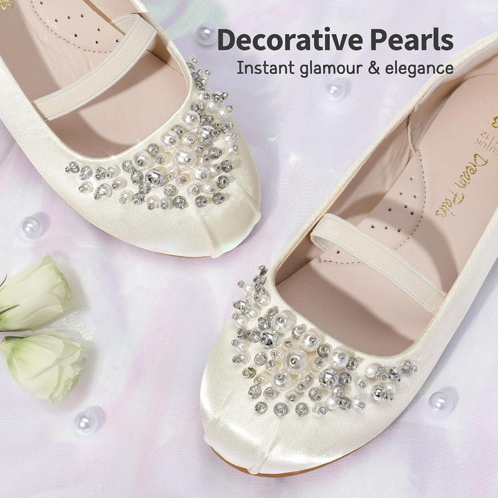 DREAM PAIRS Mädchen Mary Jane Ballerinas Prinzessinnenschuhe für Kinderpartys 24 EU Elfenbein, 24 EU