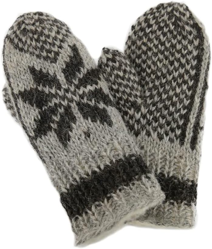 Hollert Handgestrickte Fausthandschuhe Bernie gefüttert Merinowolle Stern Anthrazit Fäustlinge