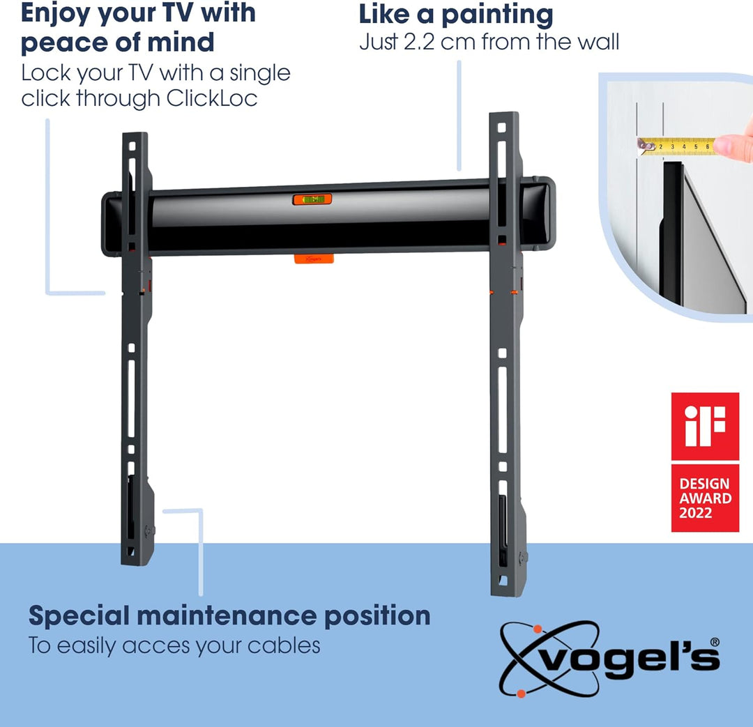 Vogel's Comfort TVM 3405 Flache TV-Wandhalterung für 32-77 Zoll Fernseher & TVA 6000 Kabelkanal Weis