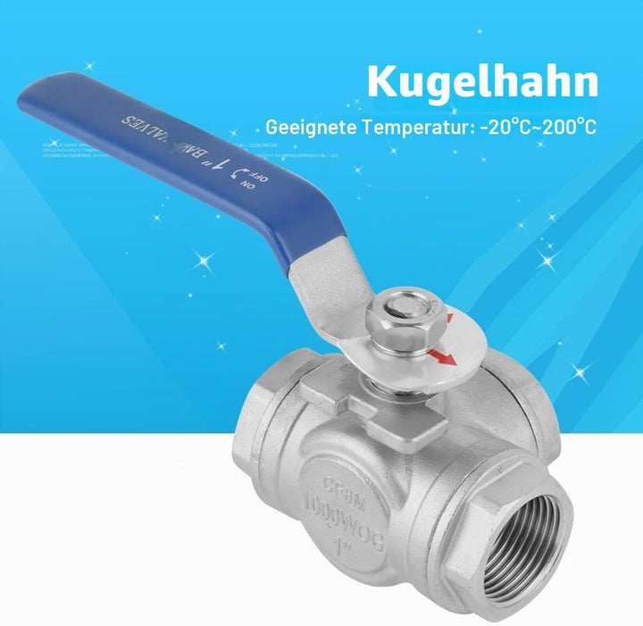 Edelstahl Kugelhahn Typ T mit Dreiwegeventil Innengewinde 1 Zoll DN25 Einfache Bedienung Reparatur u