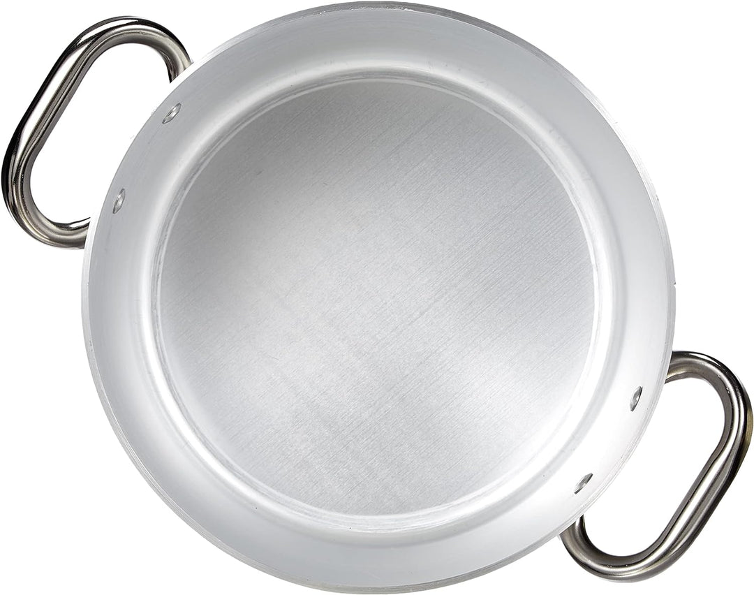 Pentole Agnelli Kasserolle Hohe aus Aluminium, mit 2 Griffen aus Edelstahl, Silber 24 cm Silber/schw