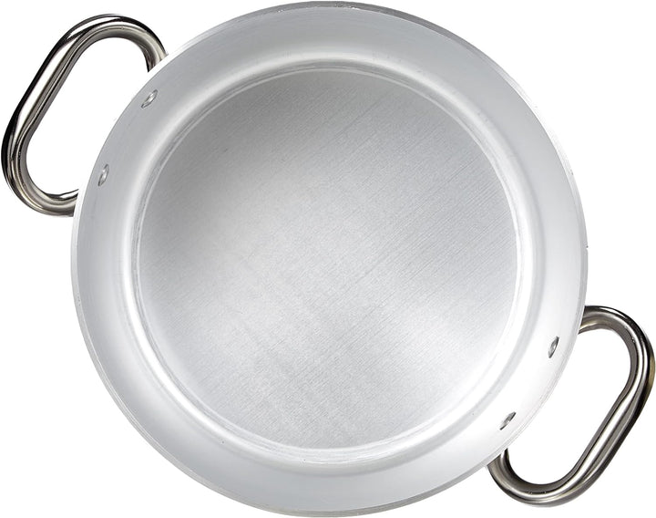 Pentole Agnelli Kasserolle Hohe aus Aluminium, mit 2 Griffen aus Edelstahl, Silber 24 cm Silber/schw