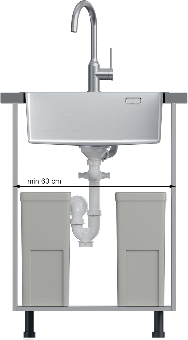QUADRON | RUSSEL 110 | Einbeckenspüle | Masse: 50 x 48 x 20 cm | Passt in eine Schrankbreite: 60 cm