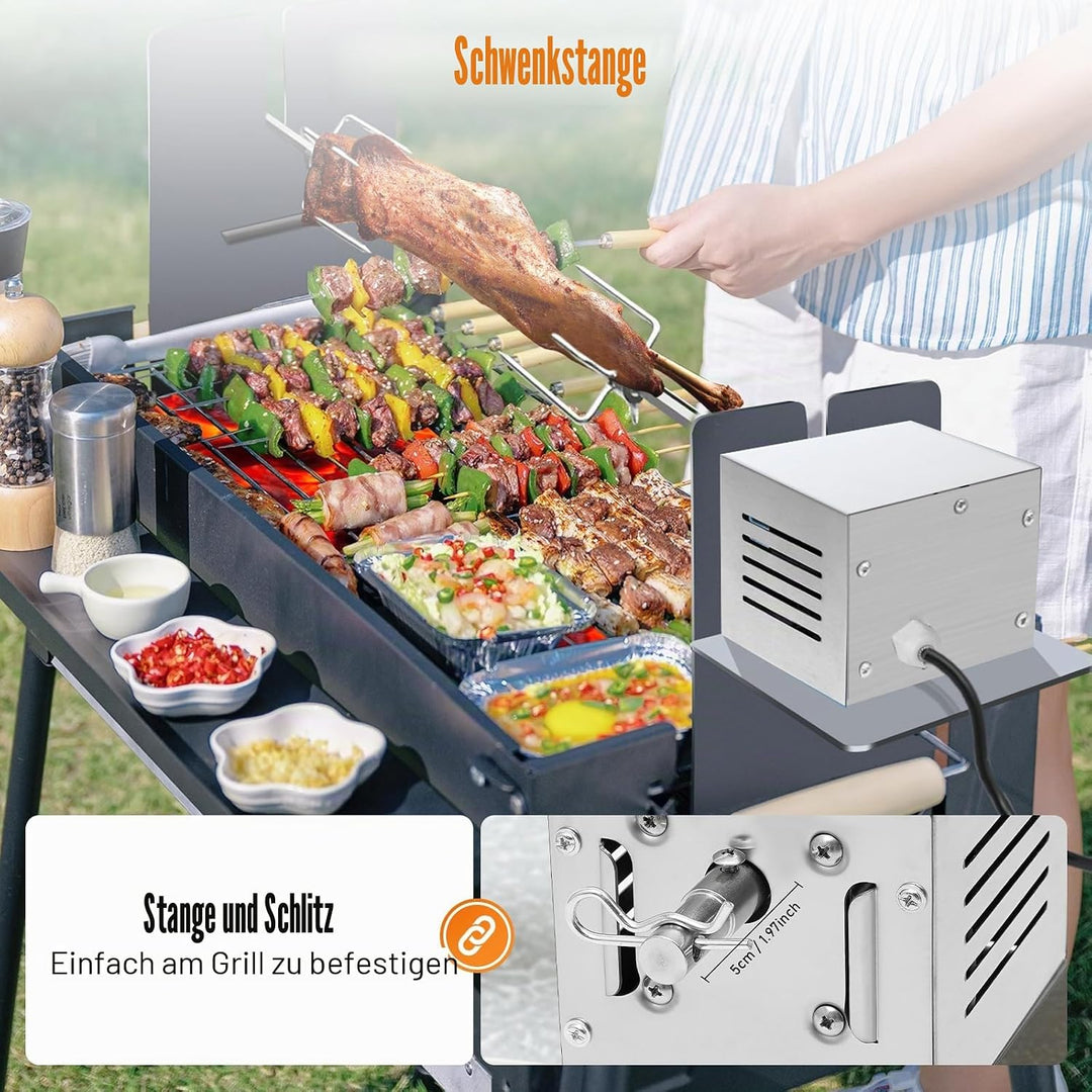 220V Grillmotor, 25W 60Kg Edelstahl BBQ Grill Zubehör Bräter Elektromotor Spanferkelgrillmotor Getri