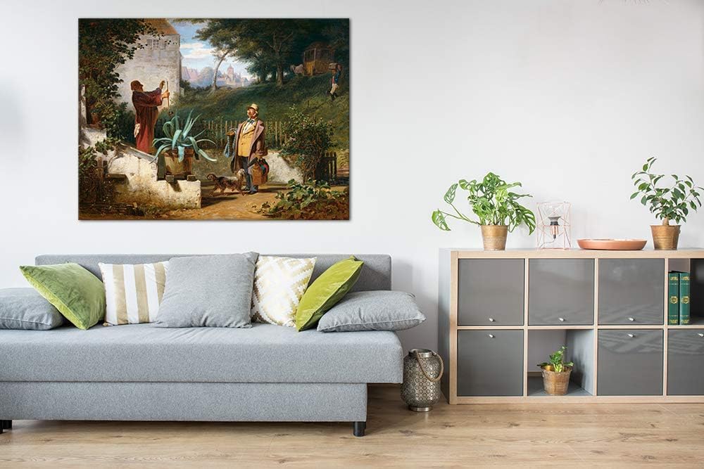 Bilderdepot24 Bild auf Leinwand | Carl Spitzweg Jugendfreunde in 80x60 cm als Wandbild | Wand-deko D